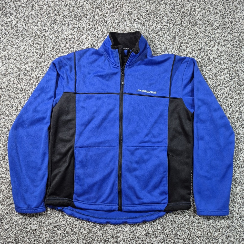 Brooks Full‎ Zip Sweatshirt Men's Size Medium Blue Jacket Track Sport